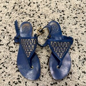 Tory Burch Royal Blue Leather Sandals